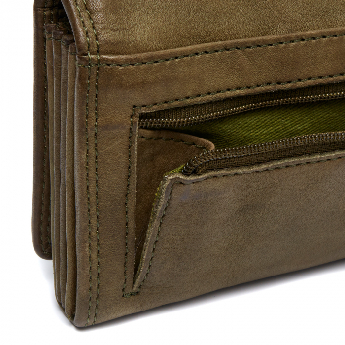 Portofel dama din piele naturala, The Chesterfield Brand, Lentini, cu protectie anti scanare RFID, Verde olive [4]
