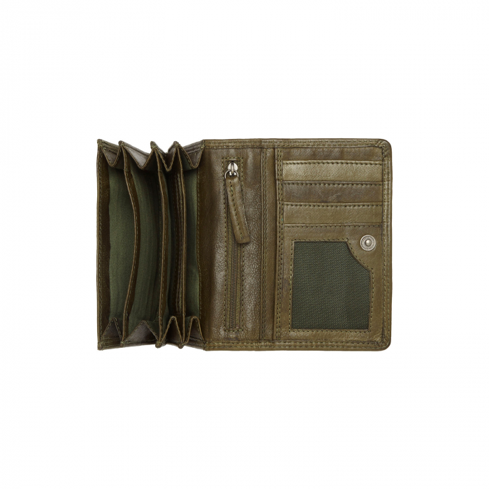Portofel dama din piele naturala, The Chesterfield Brand, Maui, cu protectie anti scanare RFID, Verde olive [2]