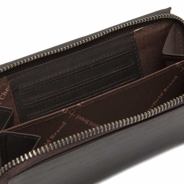 Portofel dama din piele naturala, The Chesterfield Brand, Shanghai, cu protectie anti scanare RFID, Maro inchis [2]