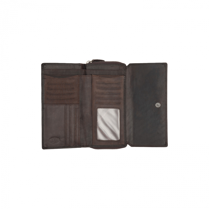 Portofel dama din piele naturala, The Chesterfield Brand, Shanghai, cu protectie anti scanare RFID, Maro inchis [3]