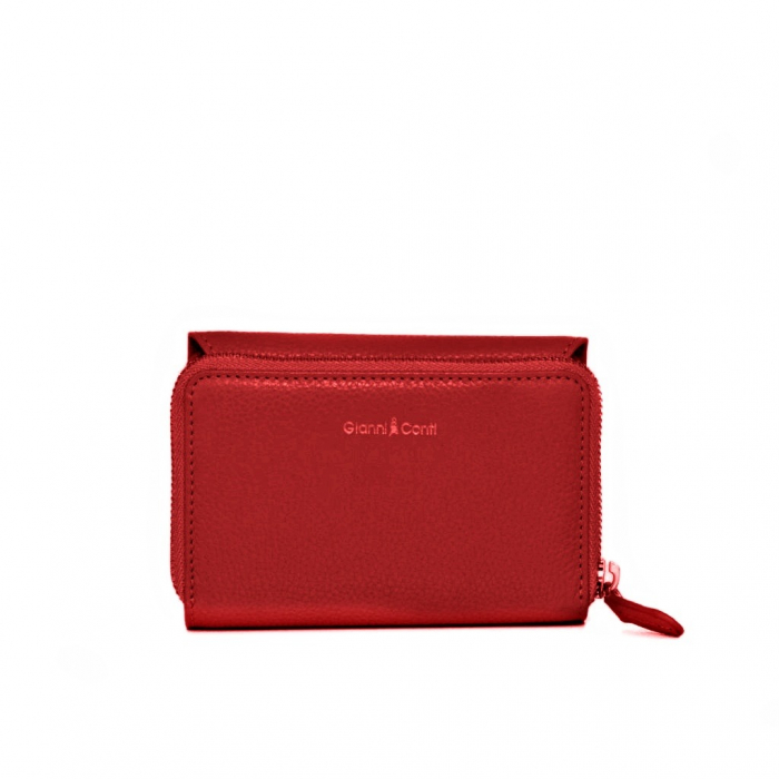 Portofel dama, Gianni Conti, piele naturala, protectie anti scanare RFID, seria 4318156, Rosu [1]