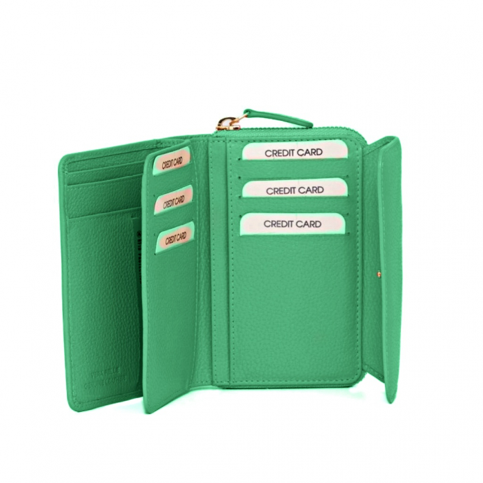 Portofel dama, Gianni Conti, piele naturala, protectie anti scanare RFID, seria 4318156, Verde mar [2]