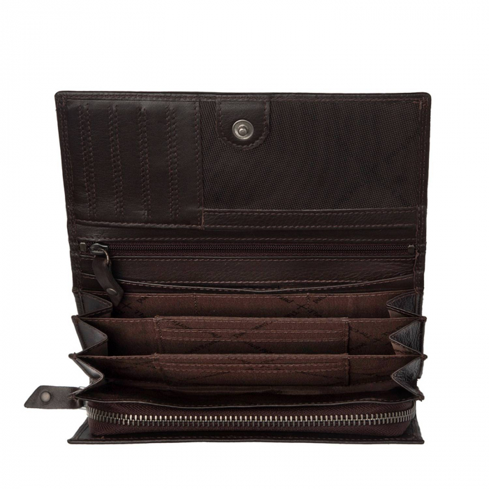 Portofel dama, The Chesterfield Brand, cu protectie anti scanare RFID, din piele naturala nappa, Arvento, Maro inchis [3]