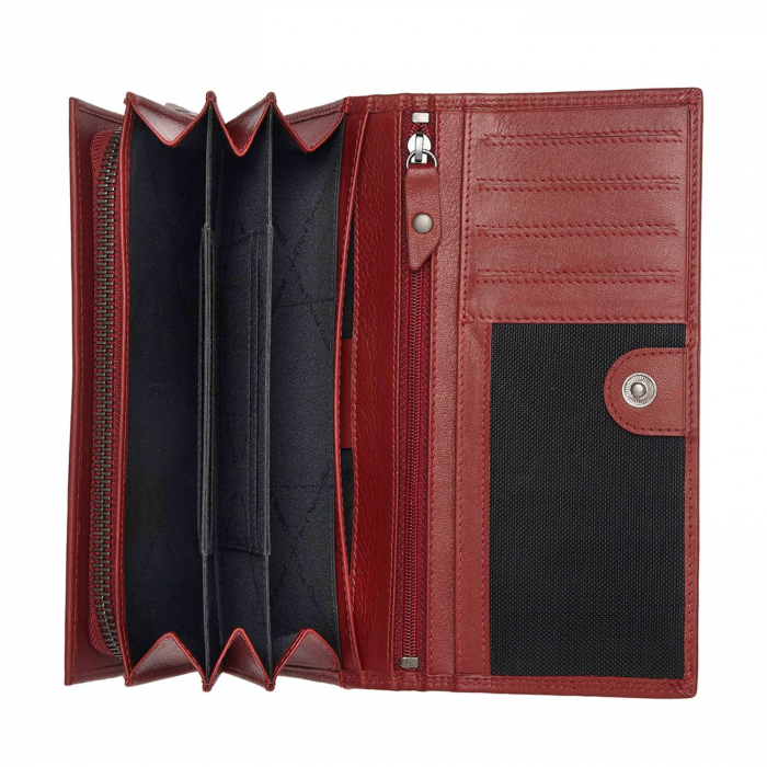 Portofel dama, The Chesterfield Brand, cu protectie anti scanare RFID, din piele naturala nappa, Arvento, Rosu [4]