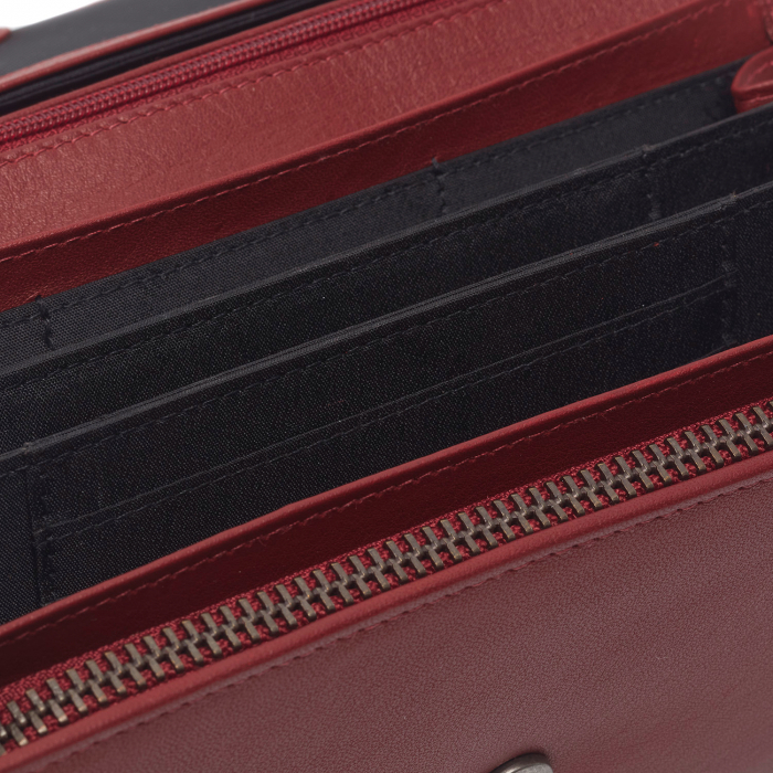 Portofel dama, The Chesterfield Brand, cu protectie anti scanare RFID, din piele naturala nappa, Arvento, Rosu [3]