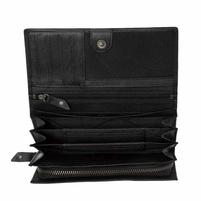 Portofel dama, The Chesterfield Brand, cu protectie anti scanare RFID, din piele naturala nappa, Arvento, Negru [3]
