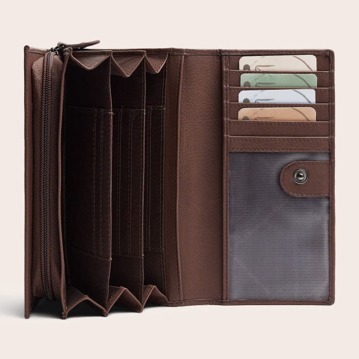 Portofel dama, The Chesterfield Brand, cu protectie anti scanare RFID, din piele naturala Valetta, Taupe inchis [2]