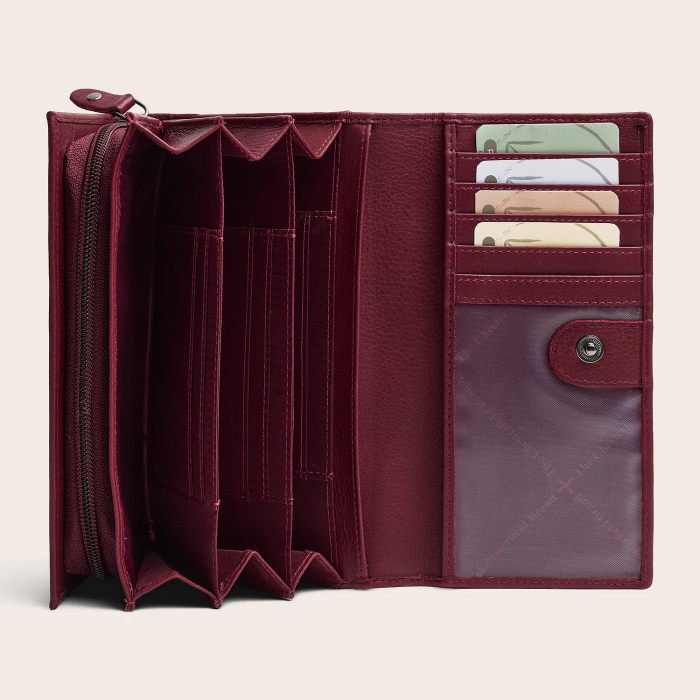 Portofel dama, The Chesterfield Brand, cu protectie anti scanare RFID, din piele naturala Valetta, Rosu inchis [2]