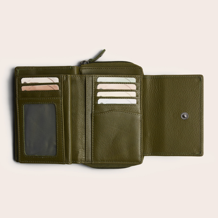 Portofel de dama, din piele naturala cu protectie RFID, The Chesterfield Brand, Orveta - Verde olive [4]
