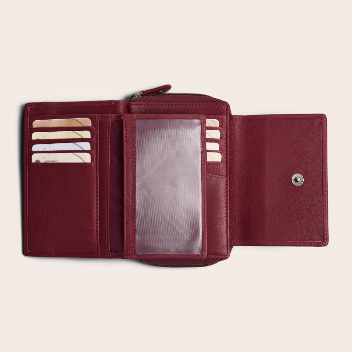 Portofel de dama, din piele naturala cu protectie RFID, The Chesterfield Brand, Orveta - Visiniu [5]