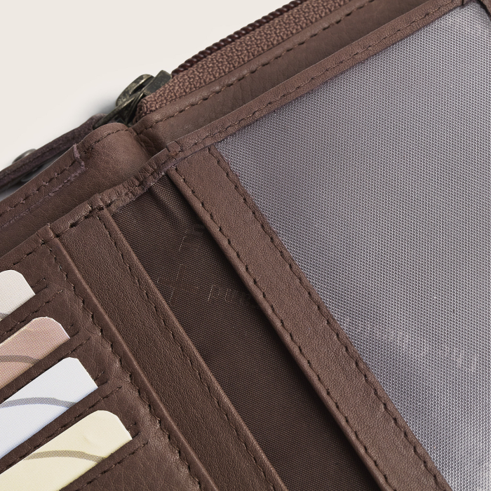 Portofel de dama, din piele naturala cu protectie RFID, The Chesterfield Brand, Orveta -  Taupe inchis [10]