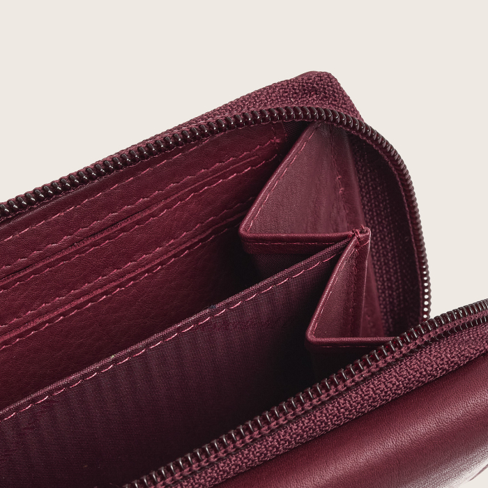Portofel de dama, din piele naturala cu protectie RFID, The Chesterfield Brand, Zelan - Visiniu [6]