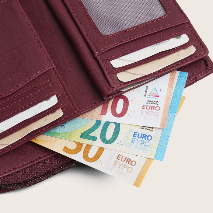 Portofel de dama, din piele naturala cu protectie RFID, The Chesterfield Brand, Zelan - Visiniu [7]