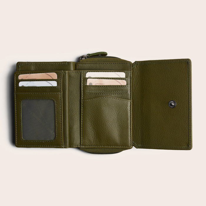 Portofel de dama, din piele naturala cu protectie RFID, The Chesterfield Brand, Zelan - Verde olive [4]