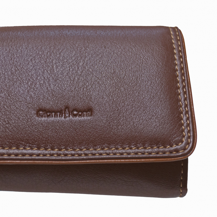Portofel de dama, Gianni Conti, din piele naturala,seria 359, cu protectie RFID, Maro inchis [6]
