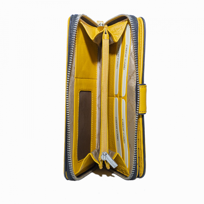 Portofel de dama, Gianni Conti, piele naturala, 588388, cu protectie RFID, Galben [4]