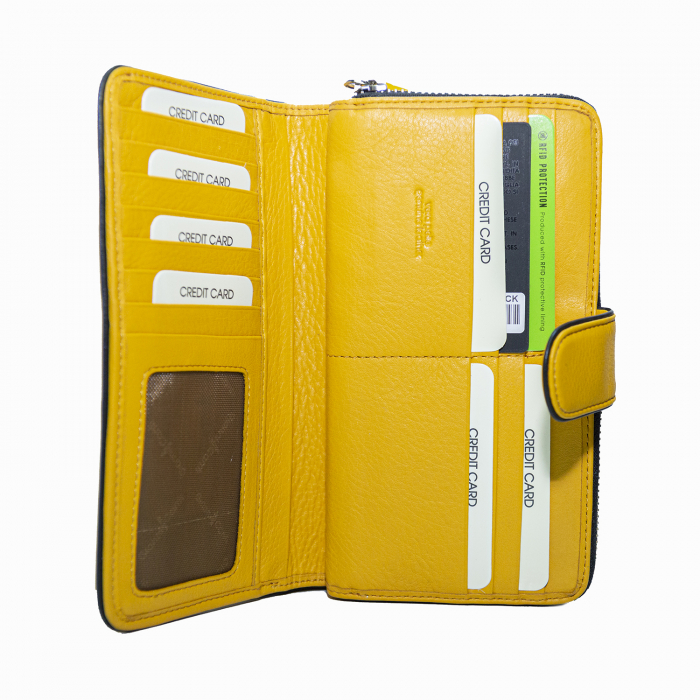 Portofel de dama, Gianni Conti, piele naturala, 588388, cu protectie RFID, Galben [5]
