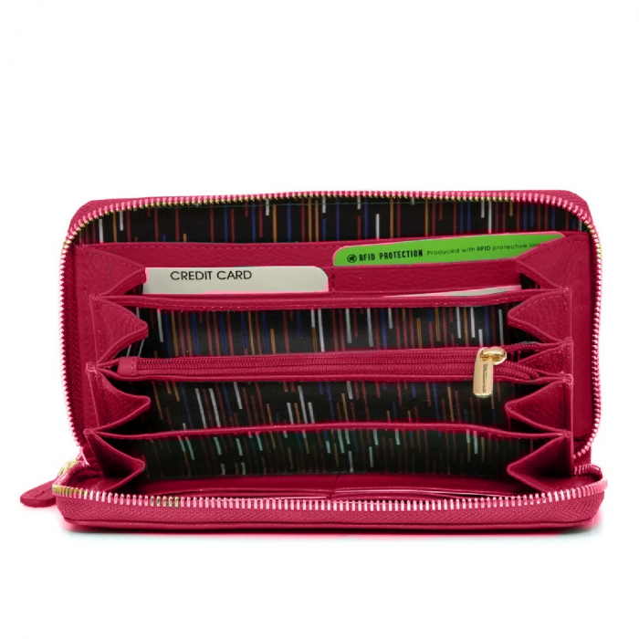 Portofel de dama, Gianni Conti, din piele naturala, seria 438106, Roz fucsia [2]