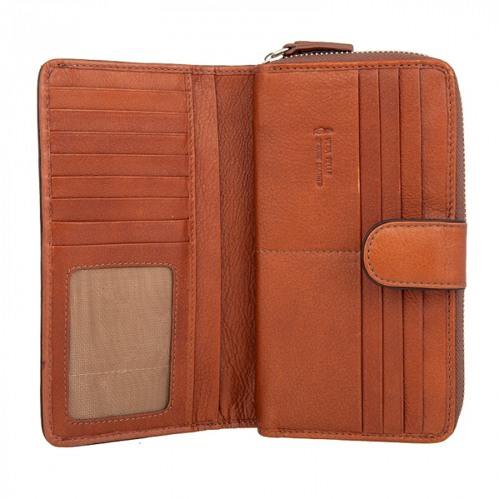 Portofel de dama, Gianni Conti, piele naturala, 588388, cu protectie RFID, Maro coniac [3]