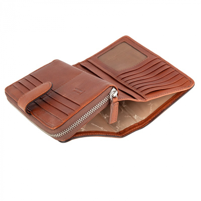 Portofel de dama, Gianni Conti, piele naturala, 588388, cu protectie RFID, Maro coniac [5]