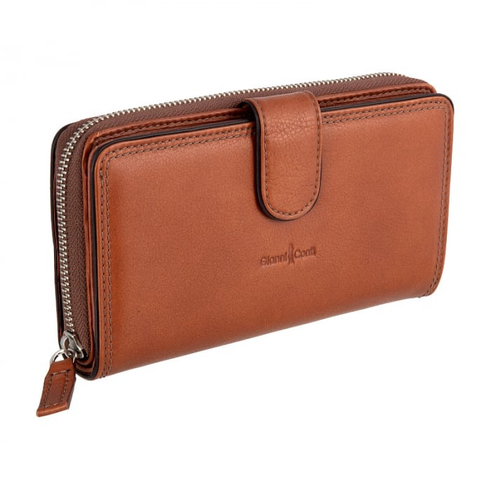 Portofel de dama, Gianni Conti, piele naturala, 588388, cu protectie RFID, Maro coniac [1]