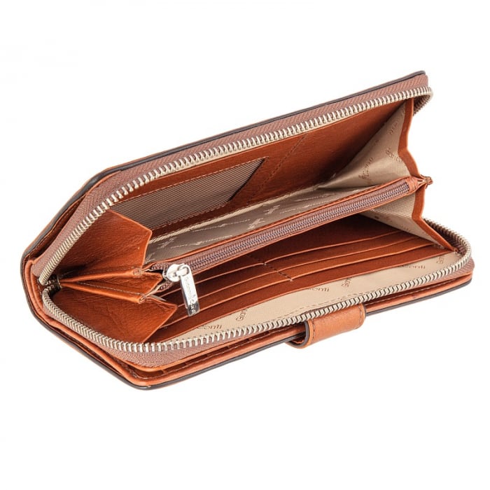 Portofel de dama, Gianni Conti, piele naturala, 588388, cu protectie RFID, Maro coniac [4]