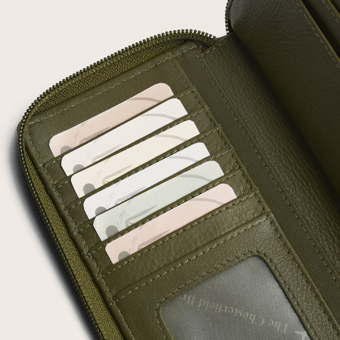 Portofel din piele naturala The Chesterfield Brand, cu protectie anti scanare RFID, Mirelle - Verde olive [6]