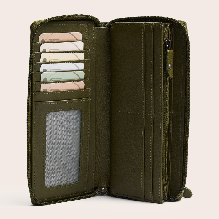Portofel din piele naturala The Chesterfield Brand, cu protectie anti scanare RFID, Mirelle - Verde olive [4]