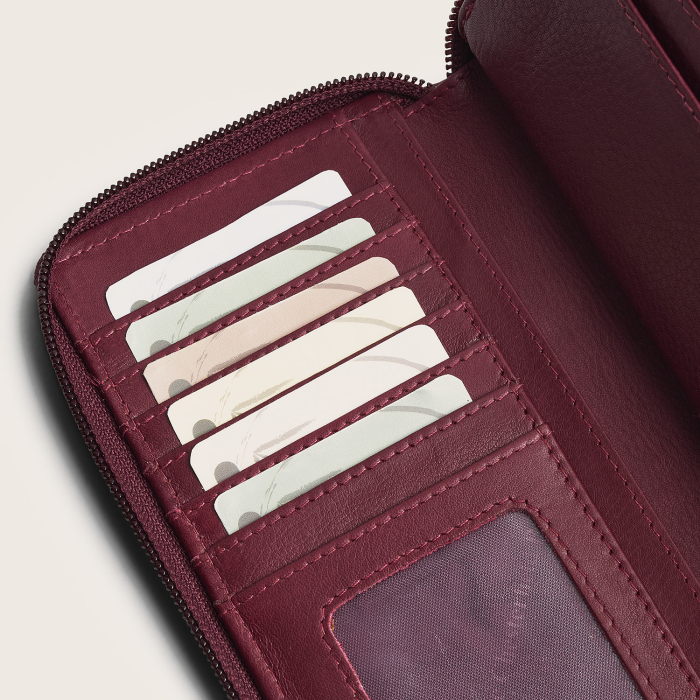 Portofel din piele naturala The Chesterfield Brand, cu protectie anti scanare RFID, Mirelle - Visiniu [5]