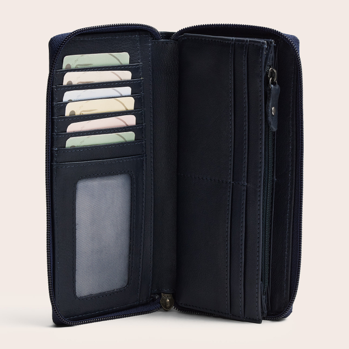Portofel din piele naturala The Chesterfield Brand, cu protectie anti scanare RFID, Mirelle - Bleumarin [4]
