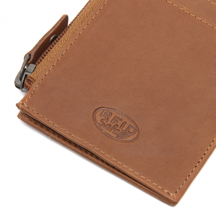 Port card slim unisex din piele naturala, The Chesterfield Brand, Livenza, cu protectie anti scanare RFID, Maro coniac [6]