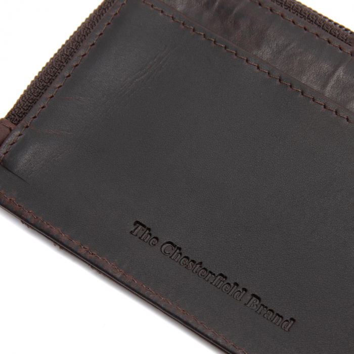 Port card slim unisex din piele naturala, The Chesterfield Brand, Livenza, cu protectie anti scanare RFID, Maro inchis [6]