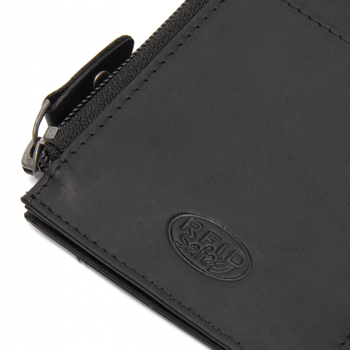 Port card slim unisex din piele naturala, The Chesterfield Brand, Livenza, cu protectie anti scanare RFID, Negru [6]