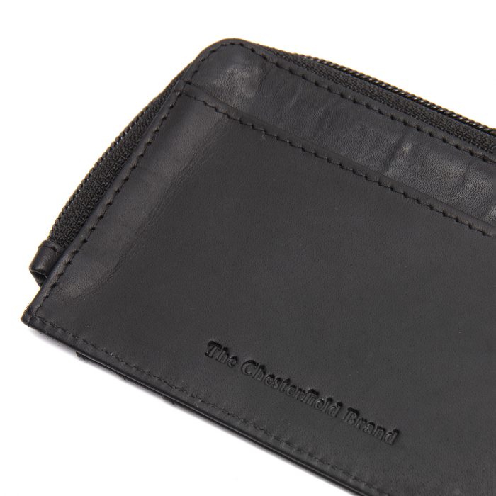 Port card slim unisex din piele naturala, The Chesterfield Brand, Livenza, cu protectie anti scanare RFID, Negru [5]