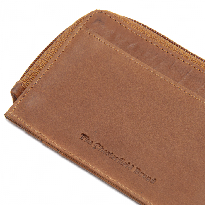 Port card slim unisex din piele naturala, The Chesterfield Brand, Livenza, cu protectie anti scanare RFID, Maro coniac [5]