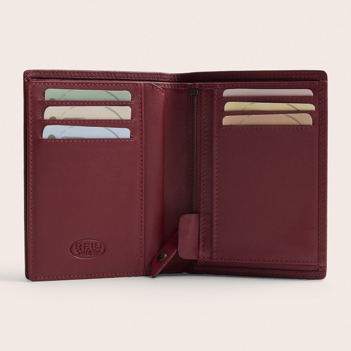 Portofel The Chesterfield Brand, cu protectie anti scanare RFID, din piele naturala, Frederick - Rosu inchis [5]