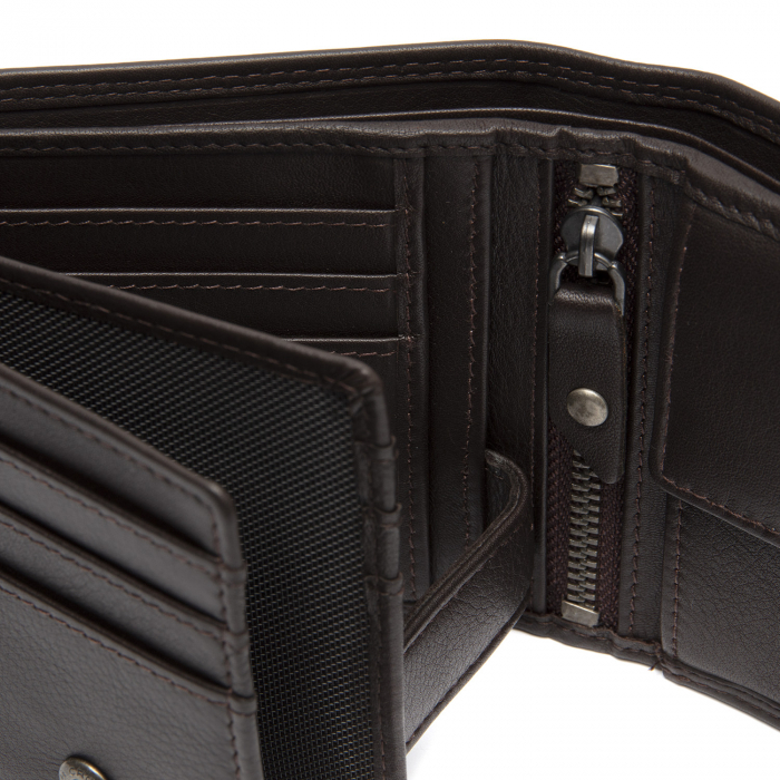 Portofel The Chesterfield Brand, cu protectie anti scanare RFID, din piele naturala, Hendrick, Maro inchis [4]