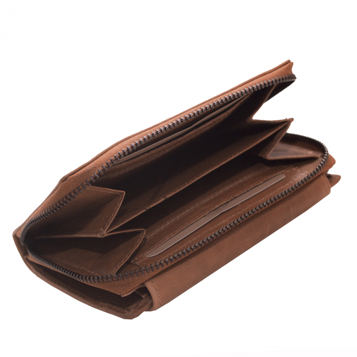 Portofel The Chesterfield Brand, cu protectie anti scanare RFID, din piele naturala moale, Ascot, Maro coniac [2]