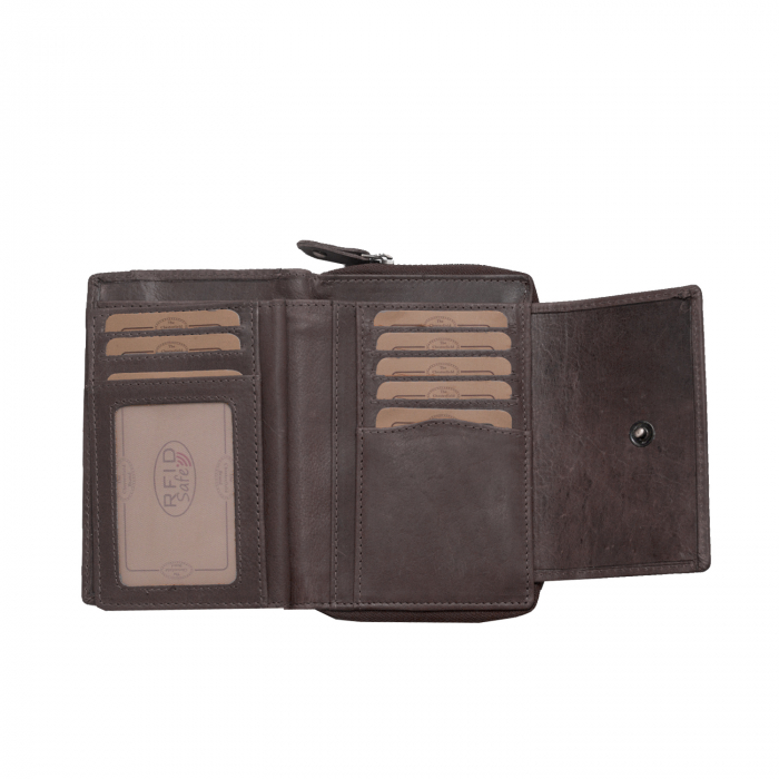 Portofel The Chesterfield Brand, cu protectie anti scanare RFID, din piele naturala moale, Ascot, Maro inchis [3]