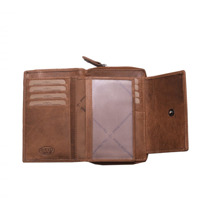 Portofel The Chesterfield Brand, cu protectie anti scanare RFID, din piele naturala moale, Ascot, Maro coniac [4]
