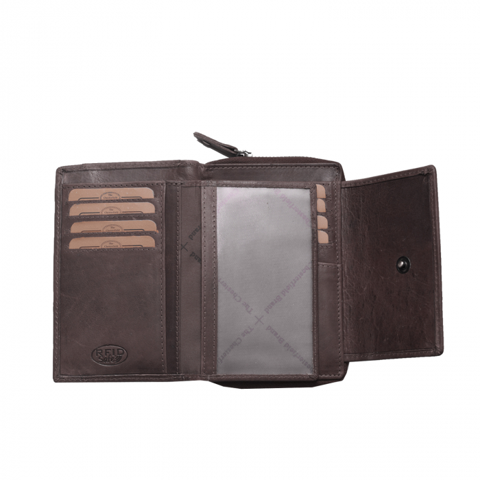 Portofel The Chesterfield Brand, cu protectie anti scanare RFID, din piele naturala moale, Ascot, Maro inchis [4]
