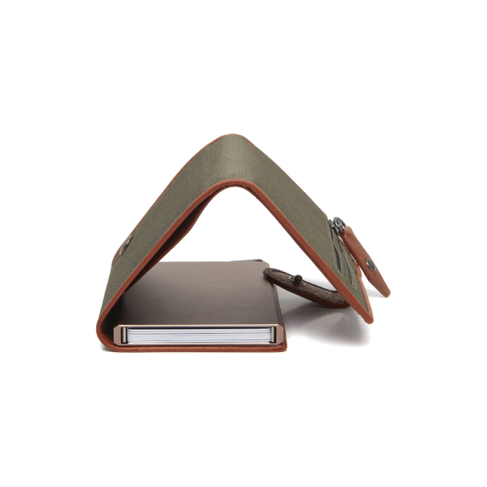 Portofel unisex cu suport pentru carduri, din piele naturala, The Chesterfield Brand, Delsbo, cu protectie anti scanare RFID, Verde olive [5]