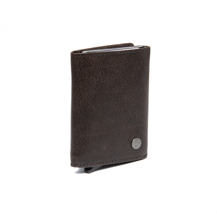 Portofel unisex cu suport pentru carduri, din piele naturala, The Chesterfield Brand, Gabriela, cu protectie anti scanare RFID, Maro inchis [2]