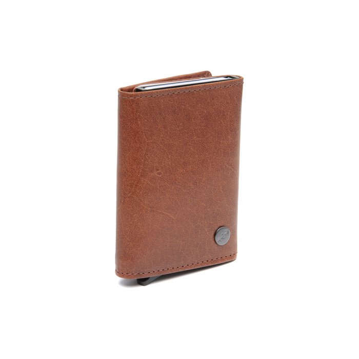 Portofel unisex cu suport pentru carduri, din piele naturala, The Chesterfield Brand, Gabriela, cu protectie anti scanare RFID, Maro coniac [4]