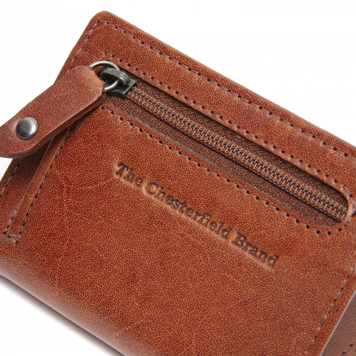Portofel unisex cu suport pentru carduri, din piele naturala, The Chesterfield Brand, Gabriela, cu protectie anti scanare RFID, Maro coniac [8]