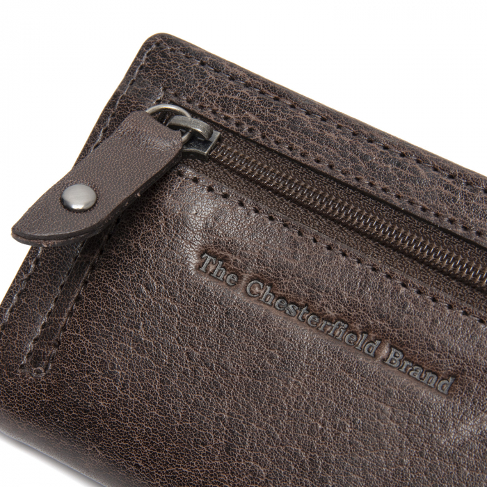 Portofel unisex cu suport pentru carduri, din piele naturala, The Chesterfield Brand, Gabriela, cu protectie anti scanare RFID, Maro inchis [5]