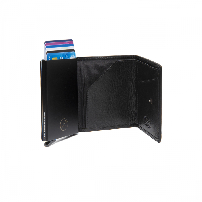 Portofel unisex cu suport pentru carduri, din piele naturala, The Chesterfield Brand, Gabriela, cu protectie anti scanare RFID, Negru [3]