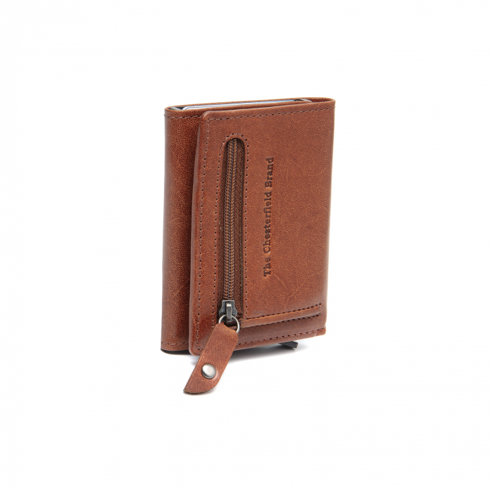 Portofel unisex cu suport pentru carduri, din piele naturala, The Chesterfield Brand, Gabriela, cu protectie anti scanare RFID, Maro coniac [7]