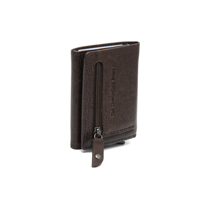 Portofel unisex cu suport pentru carduri, din piele naturala, The Chesterfield Brand, Gabriela, cu protectie anti scanare RFID, Maro inchis [6]