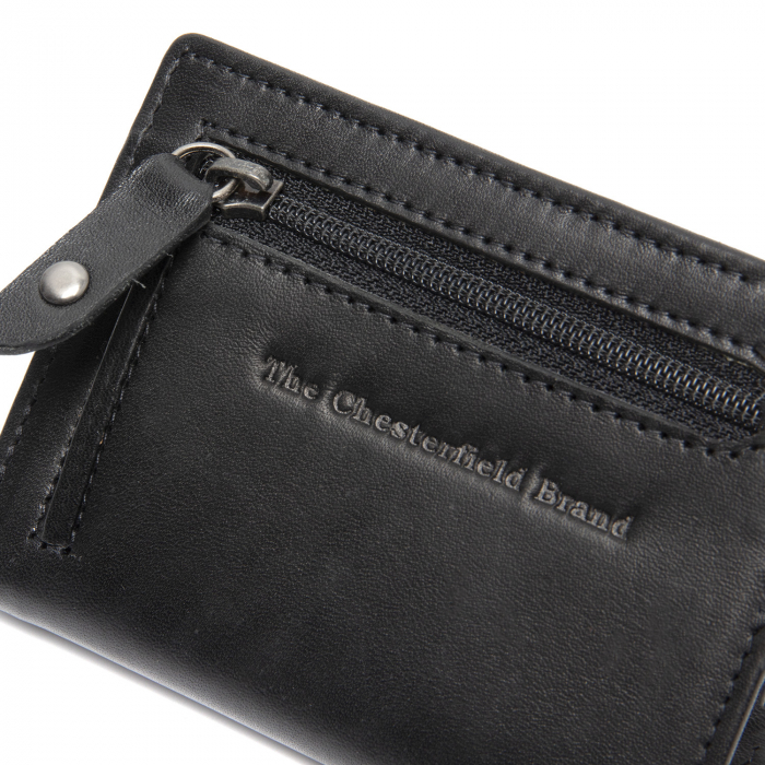 Portofel unisex cu suport pentru carduri, din piele naturala, The Chesterfield Brand, Gabriela, cu protectie anti scanare RFID, Negru [5]